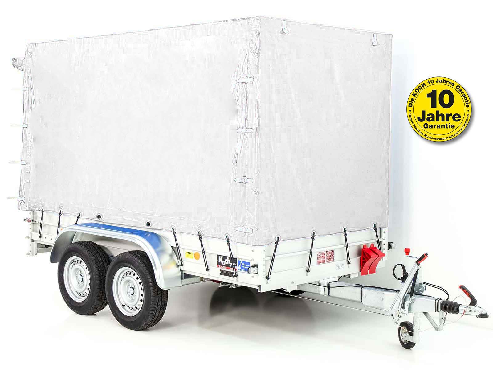 Anhänger mit Plane 150x300cm 2600kg | Typ 7.26 | Hochplane 180cm – Weiß - Neu